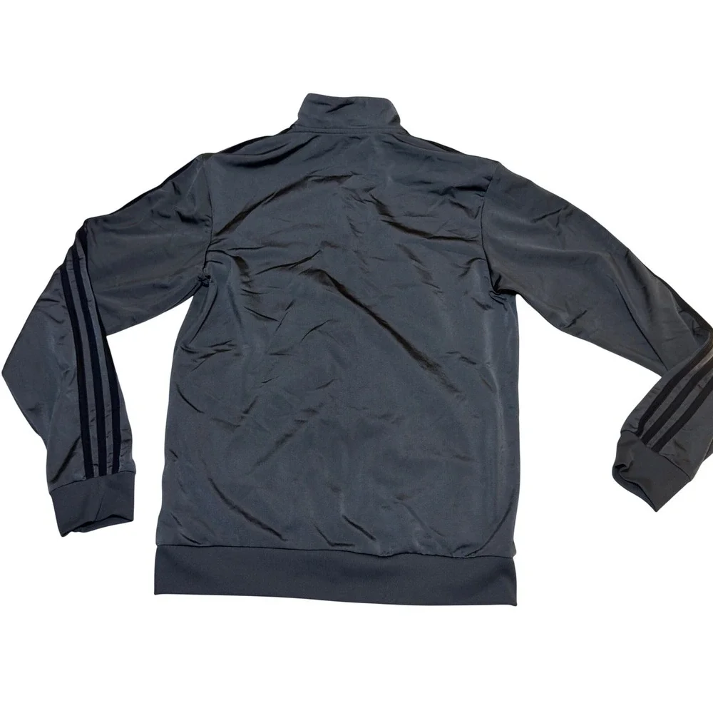 Adidas Primegreen Mens Track Jacket Dark Gray Full Zip Three Stripe Small